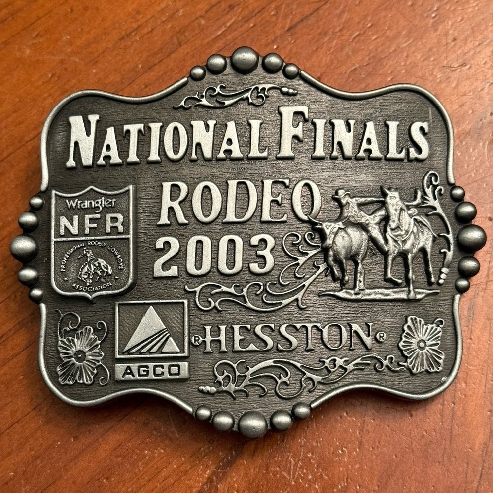 NEW 2003 Hesston Montana Silversmiths National Finals Rodeo Belt Buckle NFR AGCO
